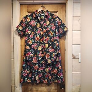 Vintage Cristin Stevens Floral Matching Shirt And Skirt Set